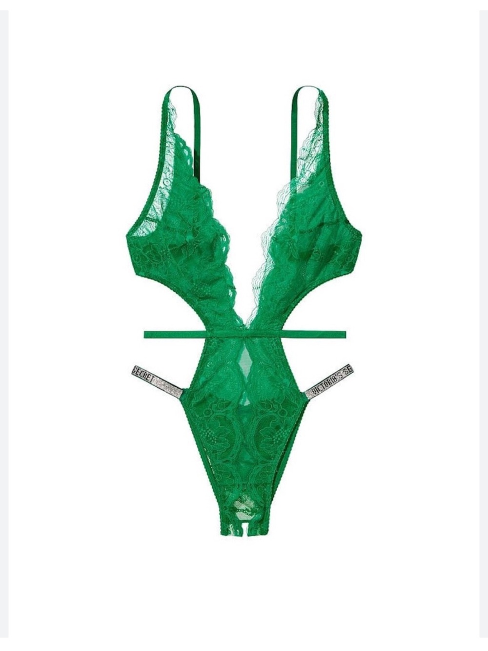 Victoria's Secret Green Lace Bralette with Rhinestone Logo Strap